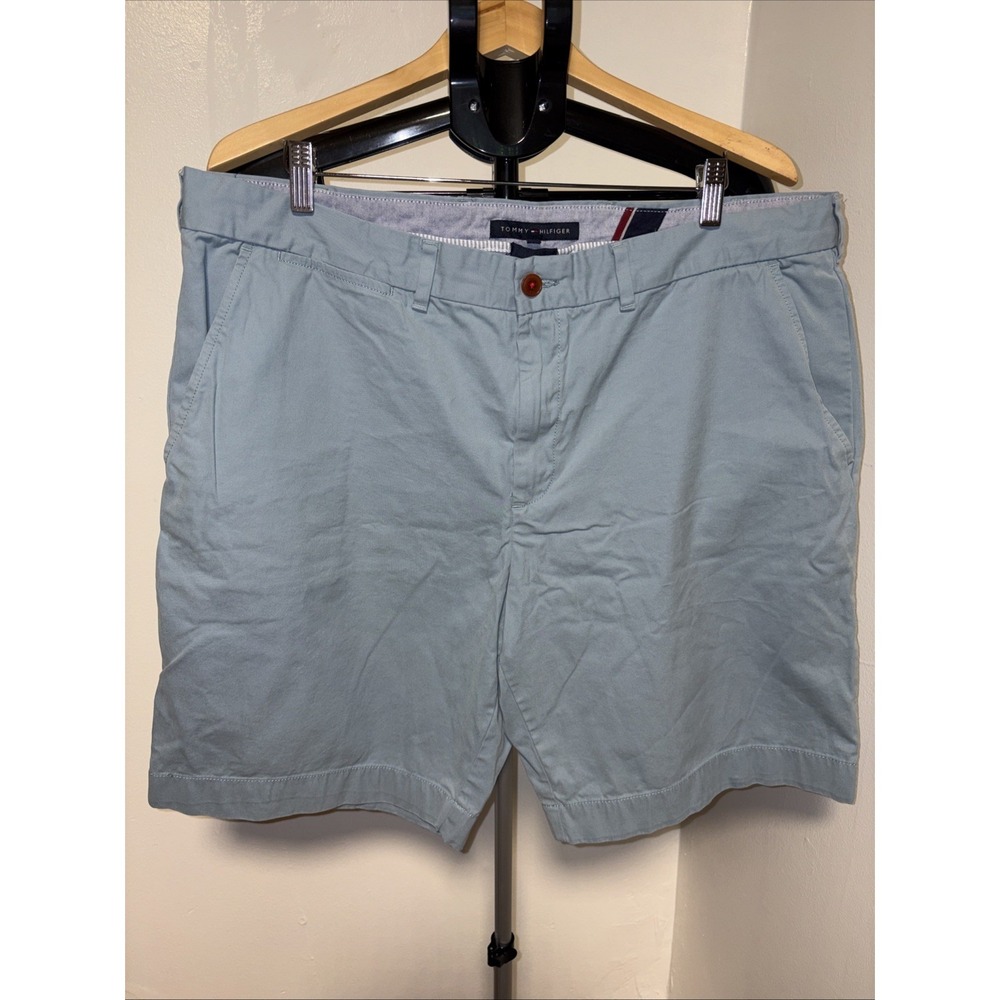 Tommy Hilfiger‎ Flat Front Chino Shorts Mens 40 Vintage Blue Classic Fit